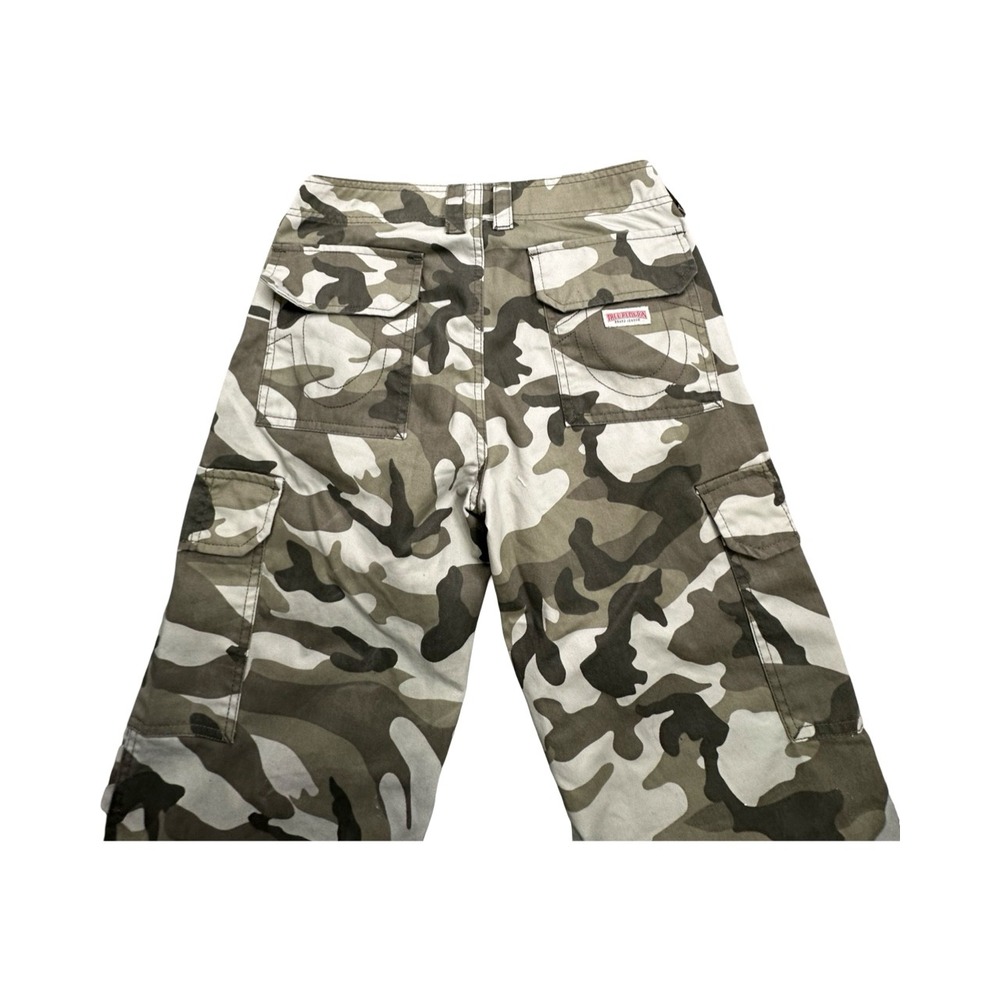 True Religion Cargo Pants Womens 26 Green Camo Wide Leg Utility Military Baggy - Picture 12 of 14